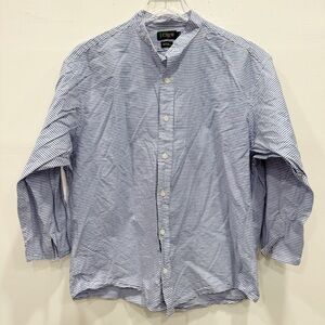 J. Crew Women’s Stripe Mandarin Collar Shirt Button Down Blue White